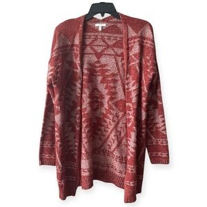 Maurices burnt orange and White Patterned Cardigan